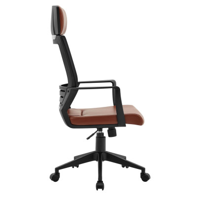 CF2500 Πολυθρόνα Γραφείου Διευθυντή Mesh Μαύρο - Pu Καφέ